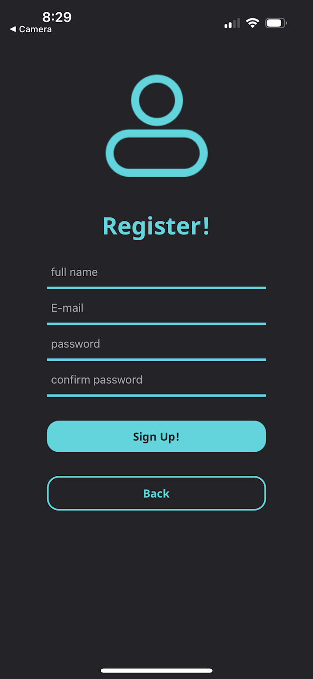 chatroom registration screen